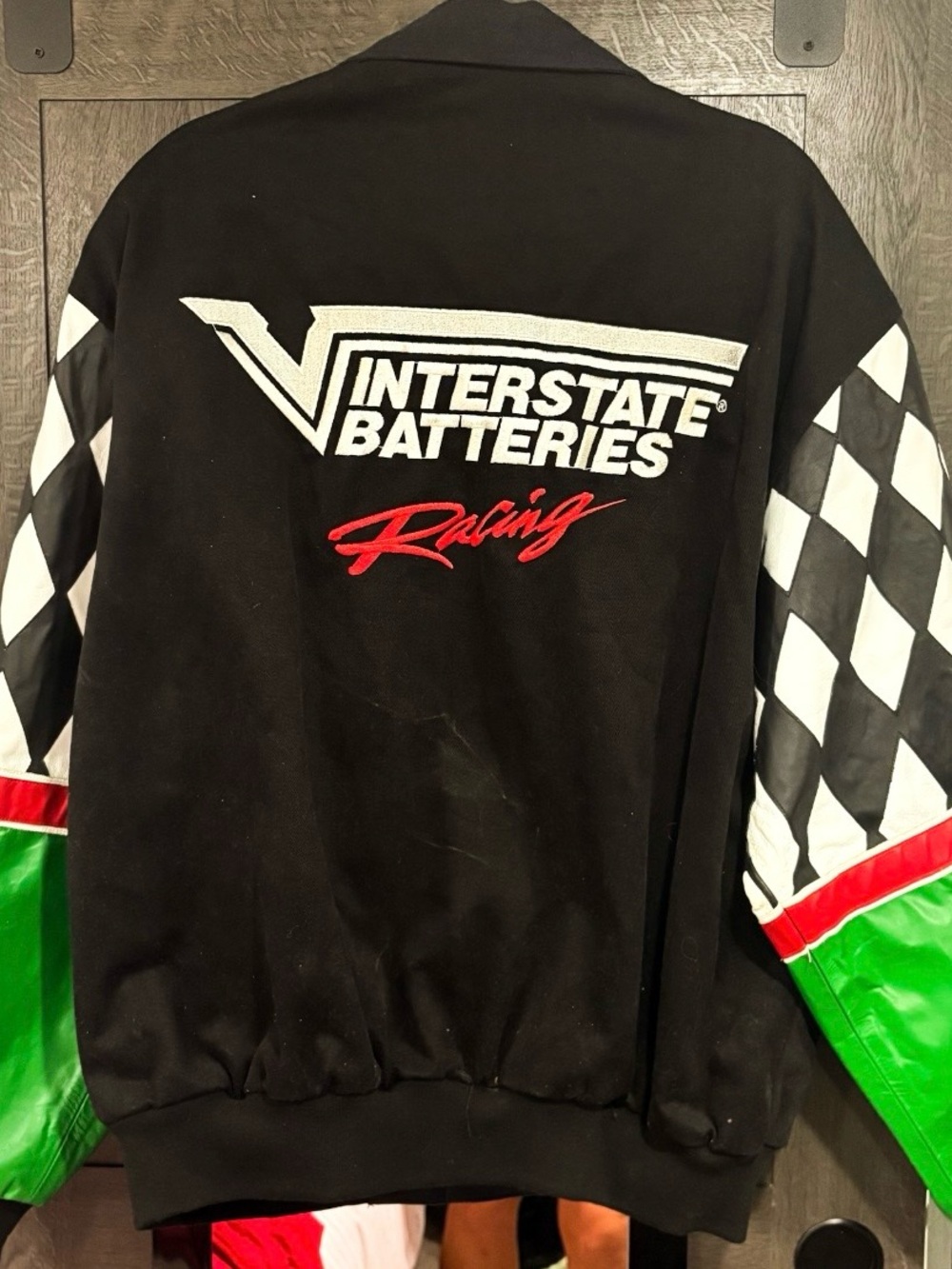 Vtg 90s Jeff Hamilton NASCAR Bobby Labonte Interstate Batteries Leather Racing